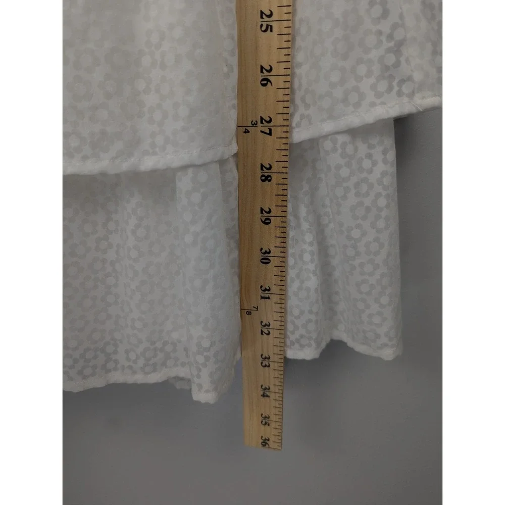 Lulus Tiers To Me White Puff Sleeve Tiered Dress Mini Skater M Off‎ The Shoulder - Picture 11 of 13